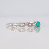 Anillo Solitario Eslabón Esmeralda 12 Pts 0.65 g / T6 1/2 Plata 925