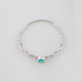 Emerald Solitaire Link Ring 12 Pts 0.65 g / T7 Silver 925
