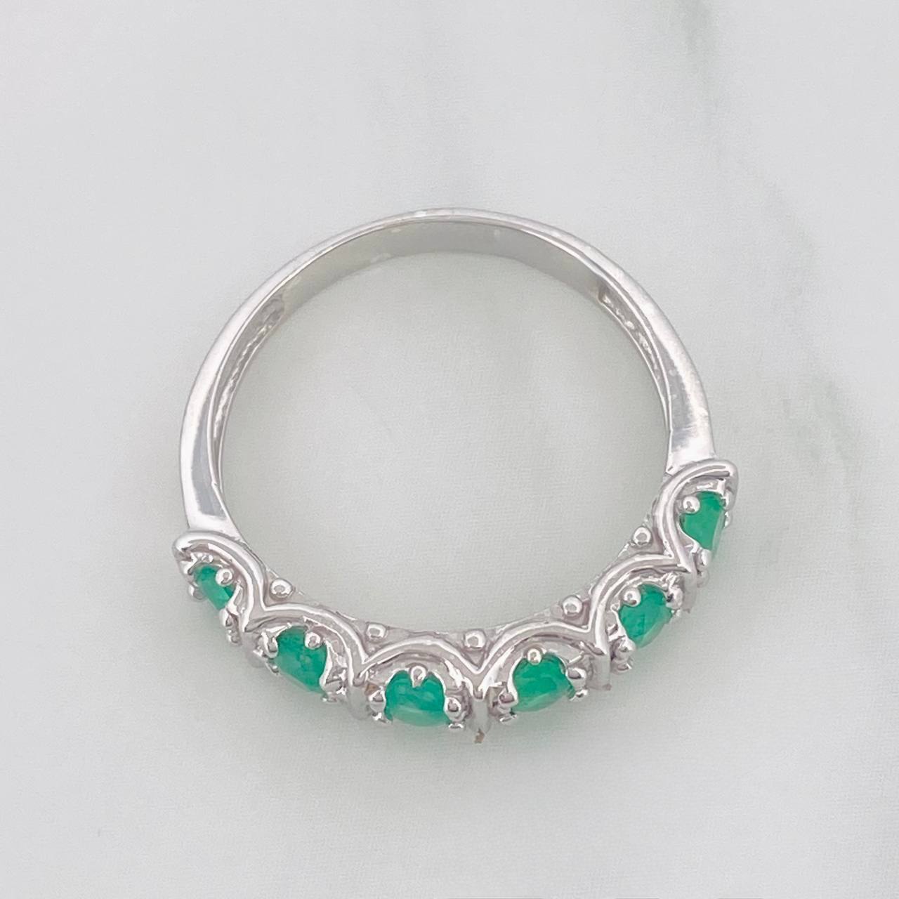 Accordion Ring Emerald 47 Pts 2.2 g / T6 1/2 Silver 925