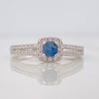 Square Halo Ring Sapphire 17 Pts 1.7 g / T6 3/4 Silver 925