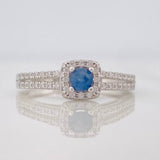 Square Halo Ring Sapphire 17 Pts 1.7 g / T6 3/4 Silver 925