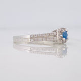 Square Halo Ring Sapphire 17 Pts 1.7 g / T6 3/4 Silver 925