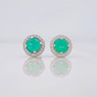 Stud Earrings Circle Halo Emerald 80 Pts 2 g / in / 8 mm Silver 925