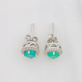 Stud Earrings Circle Halo Emerald 80 Pts 2 g / in / 8 mm Silver 925