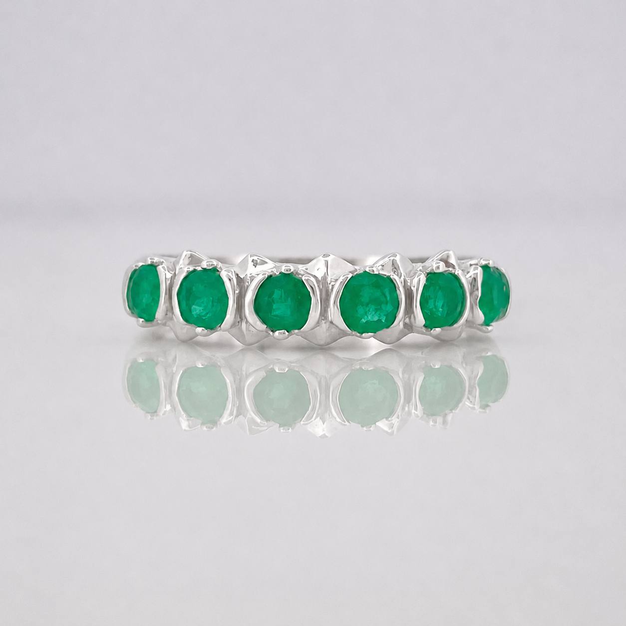Accordion Ring Emerald 47 Pts 1.85 g / T5 3/4 Silver 925