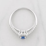 Square Halo Ring Sapphire 17 Pts 1.7 g / T6 3/4 Silver 925