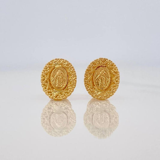 Stud Earrings Virgen Milagrosa 1.2 g / in / 7.3 mm Yellow Gold 18K