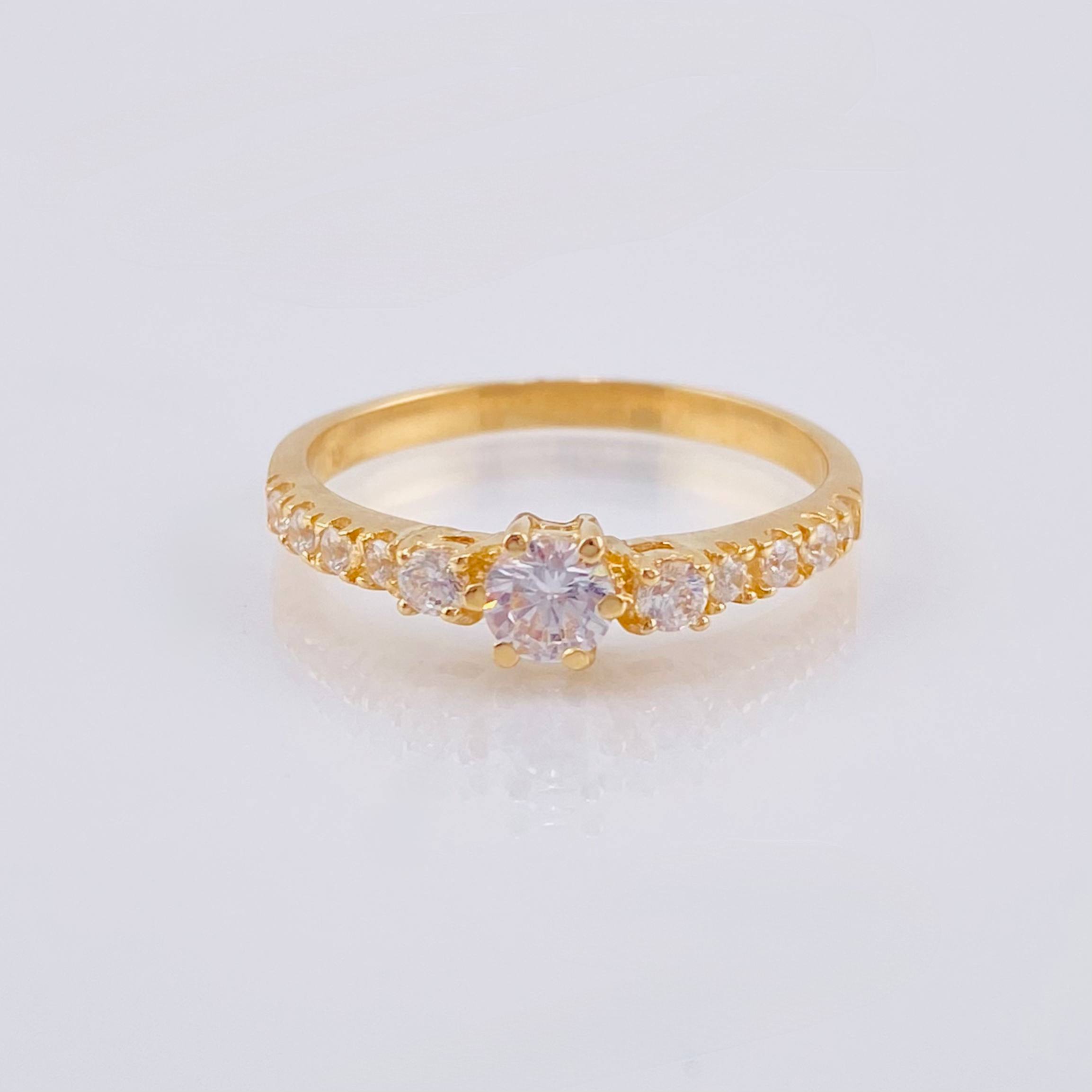 Anillo Solitario Chispa Escalada 3.55gr / T9 3/4 / Oro Amarillo 18K *