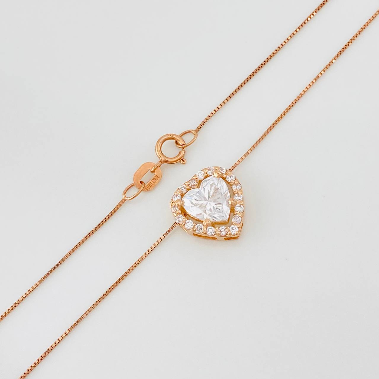 Venetian Chain Heart 1.18 cts 2.15g / 18 in / 0.32mm Rose Gold 18K