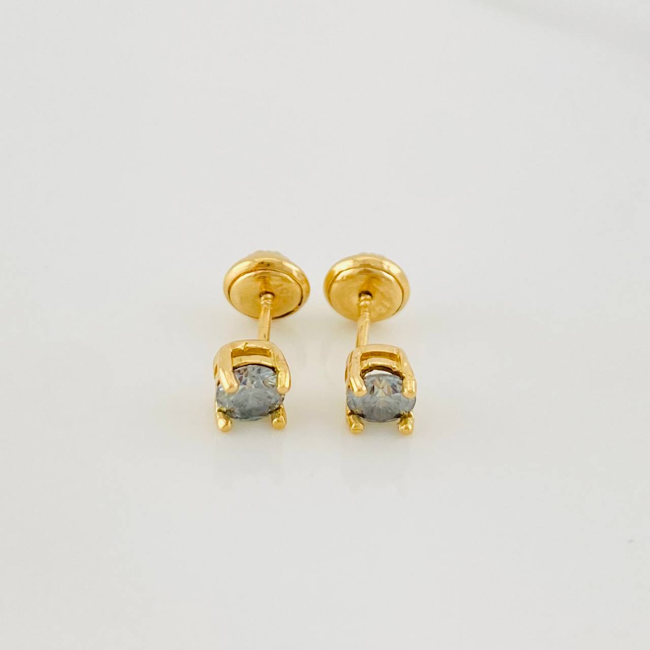 Stud Earrings Four Claws 40 pts 1.15g / in / 1.5mm Yellow Gold 18K