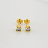 Stud Earrings Four Claws 40 pts 1.15g / in / 1.5mm Yellow Gold 18K