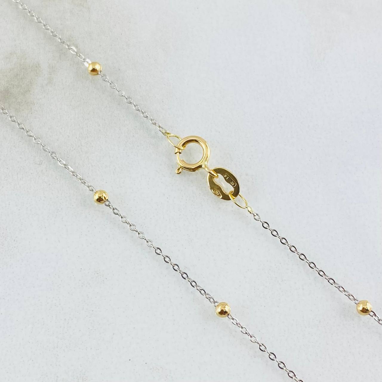 Classic Link Chain Beads 1.2gr / 17 3/4 in / Two Tone Yellow White +3 18K *