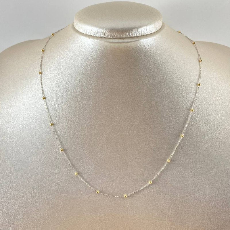 Classic Link Chain Beads 1.2gr / 17 3/4 in / Two Tone Yellow White +3 18K *