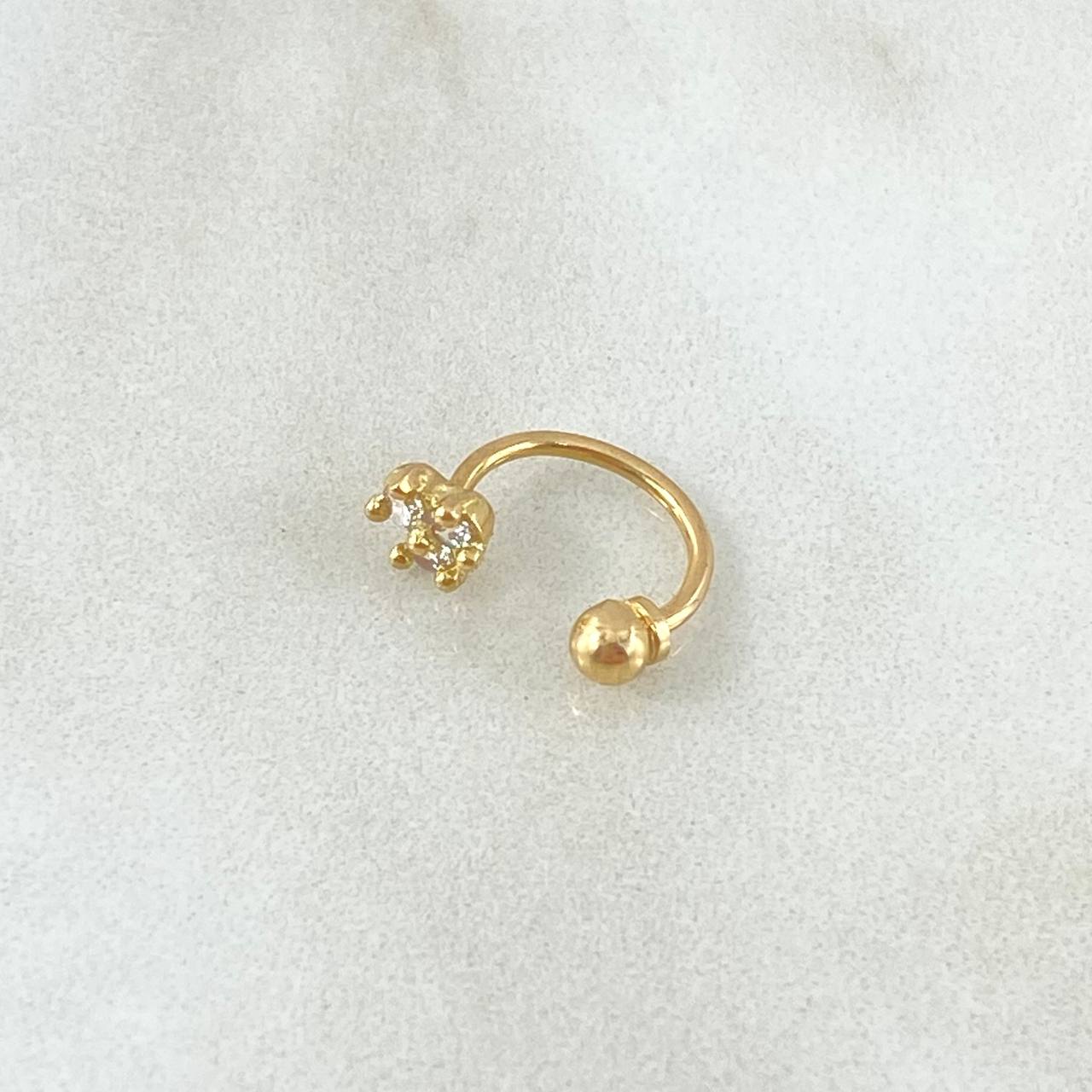 Piercing Curvo Flor 0.6gr / 1cm / Nac.Esp.Oro 18K