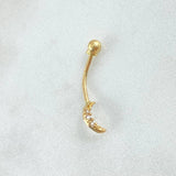 Piercing Ombligo Luna 0.45gr / 2cm / Nac.Esp.Oro 18K