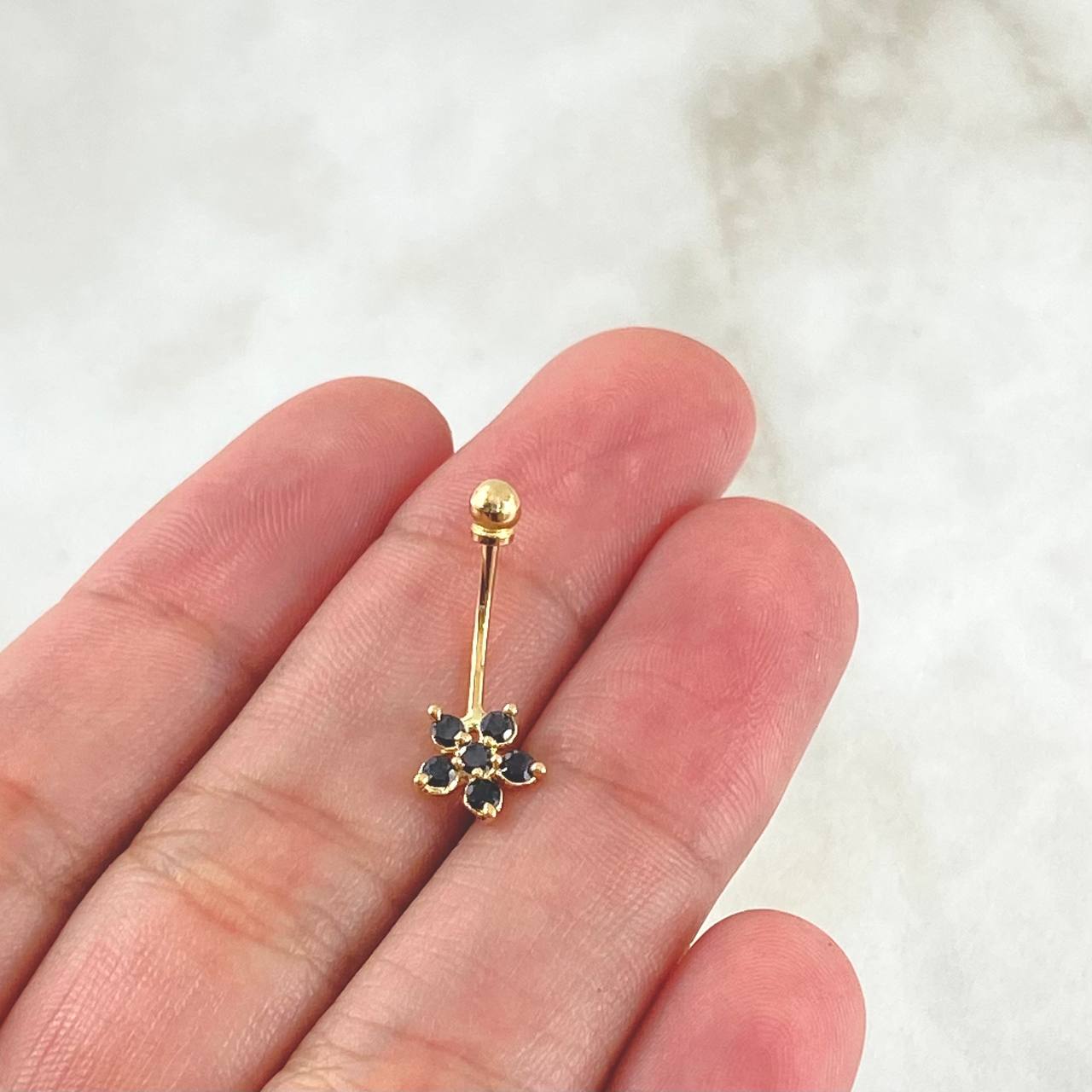 Navel Piercing Flower 0.6gr / 2cm / Special Pearl 18K Gold ©