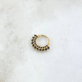 Piercing Earcuff Tiara Maya 0.95gr / 1.3cm / Circones Negros Oro Amarillo 18K (Joya) ©