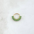Piercing Earcuff Tiara Maya 0.9gr / 1.3cm / Circones Verdes Oro Amarillo 18K (Joya)