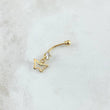 Piercing Navel Butterfly Silhouette Pendant 0.65gr / 2.5cm / White Zircon Threaded Bead 18K Yellow Gold (Jewel) ©