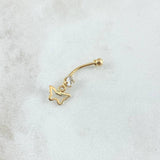 Piercing Mariposa Silueta Colgante 0.65g / 1 in Oro Amarillo 18K