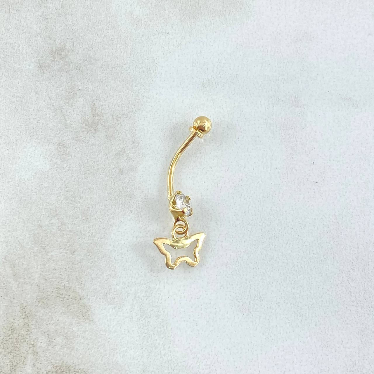 Piercing Mariposa Silueta Colgante 0.65g / 1 in Oro Amarillo 18K