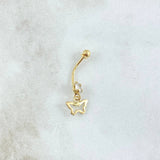 Piercing Mariposa Silueta Colgante 0.65g / 1 in Oro Amarillo 18K