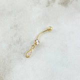 Piercing Ombligo Ala Silueta Colgante 0.55gr / 2.7cm / Circon Blanco Rosca Bola Oro Amarillo 18K (Joya) ©