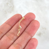 Piercing Ombligo Ala Silueta Colgante 0.55gr / 2.7cm / Circon Blanco Rosca Bola Oro Amarillo 18K (Joya) ©