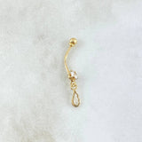 Piercing Ombligo Ala Silueta Colgante 0.55gr / 2.7cm / Circon Blanco Rosca Bola Oro Amarillo 18K (Joya) ©