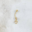 Piercing Ombligo Corazón Silueta Colgante 0.55gr / 2.7cm / Circon Blanco Rosca Bola Oro Amarillo 18K (Joya) ©