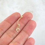 Piercing Ombligo Corazón Silueta Colgante 0.55gr / 2.7cm / Circon Blanco Rosca Bola Oro Amarillo 18K (Joya) ©