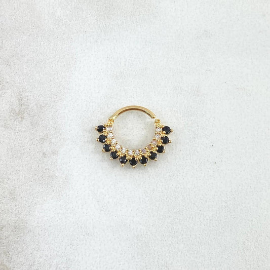Piercing Earcuff Tiara Maya 0.9gr / 1.3cm / Circones Blancos Negros Oro Amarillo 18K (Joya)