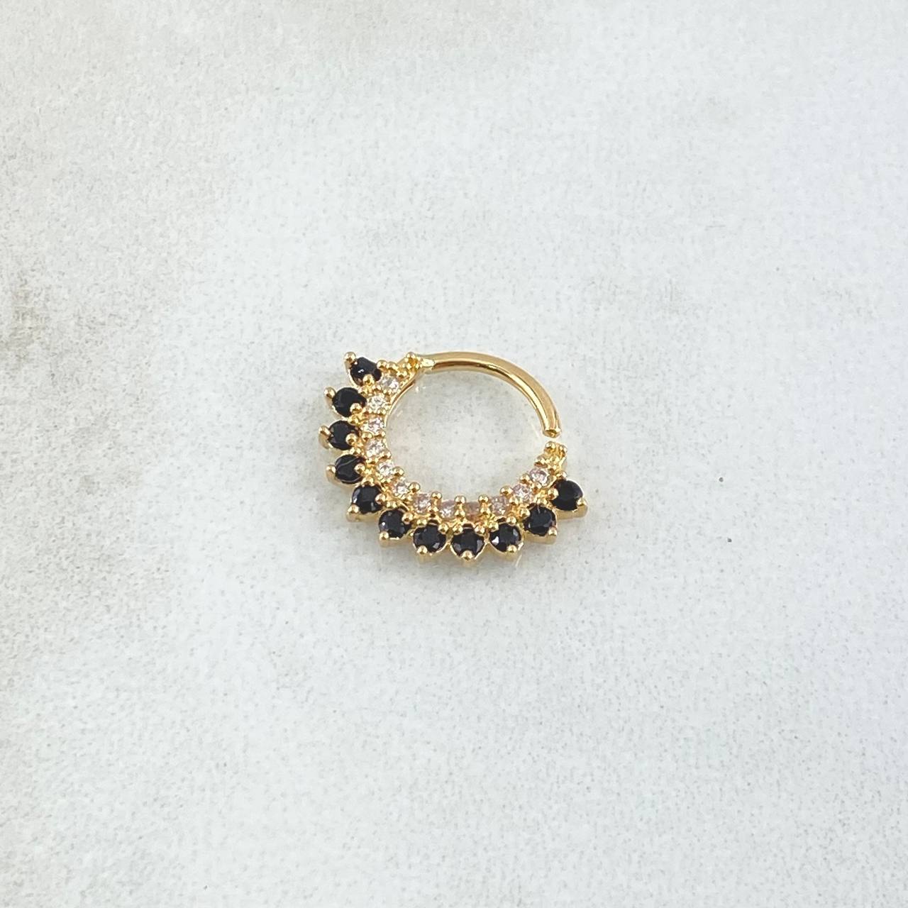 Piercing Earcuff Tiara Maya 0.9gr / 1.3cm / Circones Blancos Negros Oro Amarillo 18K (Joya)