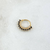 Piercing Earcuff Tiara Maya 0.9gr / 1.3cm / Circones Blancos Negros Oro Amarillo 18K (Joya)