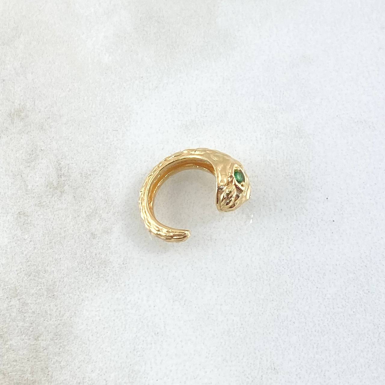 Piercing Earcuff Simulador Serpiente 1.8gr / 1.5cm / Circones Verdes Oro Amarillo 18K (Joya)