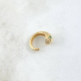 Piercing Earcuff Simulador Serpiente 1.8gr / 1.5cm / Circones Verdes Oro Amarillo 18K (Joya)