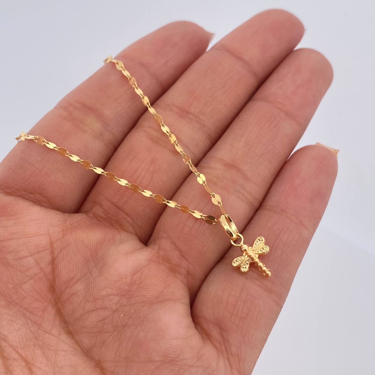Flower Mirror Chain Set /0.95gr/15.7in/1.5mm + Pendant/0.35gr/1.5cm (0.6in) Pierced 18K Gold (Offer) $