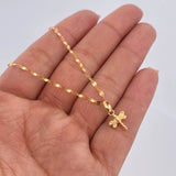 Flower Mirror Chain Set /0.95gr/15.7in/1.5mm + Pendant/0.35gr/1.5cm (0.6in) Pierced 18K Gold (Offer) $