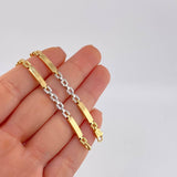Pulso Placa Correa 5.2 g / 8 in / 3.6 mm Dos Oros Amarillo Blanco 18K