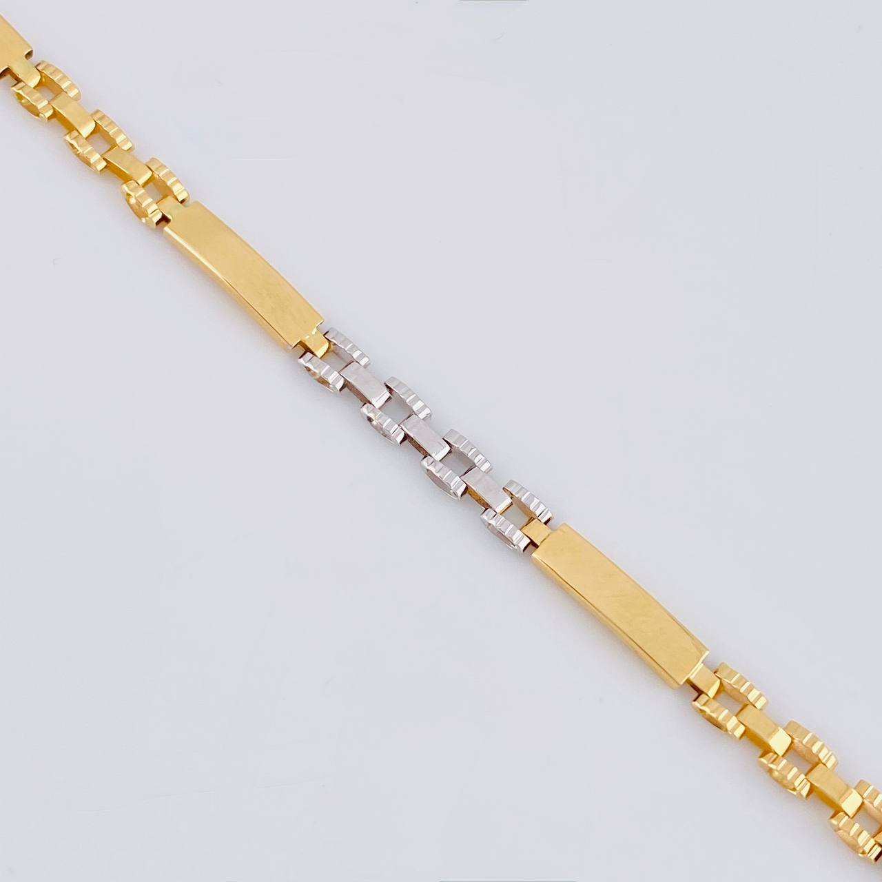 Pulso Placa Correa 5.2 g / 8 in / 3.6 mm Dos Oros Amarillo Blanco 18K