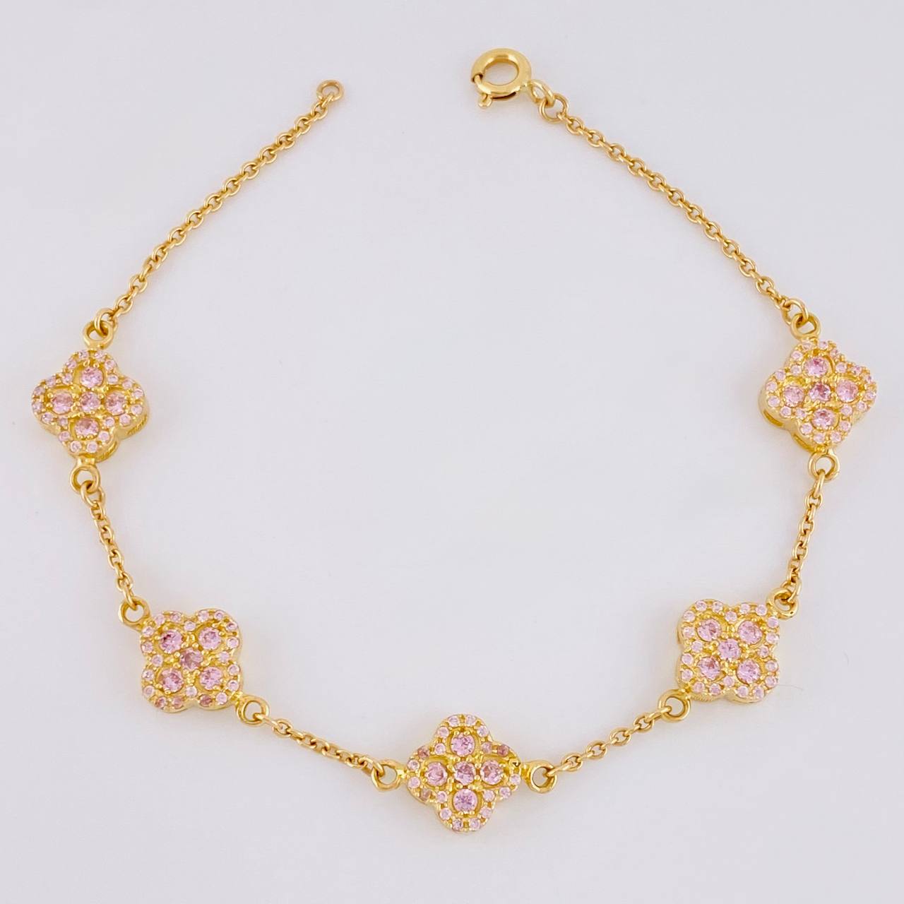 Pulso Aro Seguido Flor Trebol 6.85 g / 7 1/4 in / 9.9 mm Oro Amarillo 18K