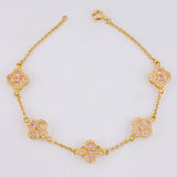Pulso Aro Seguido Flor Trebol 6.85 g / 7 1/4 in / 9.9 mm Oro Amarillo 18K