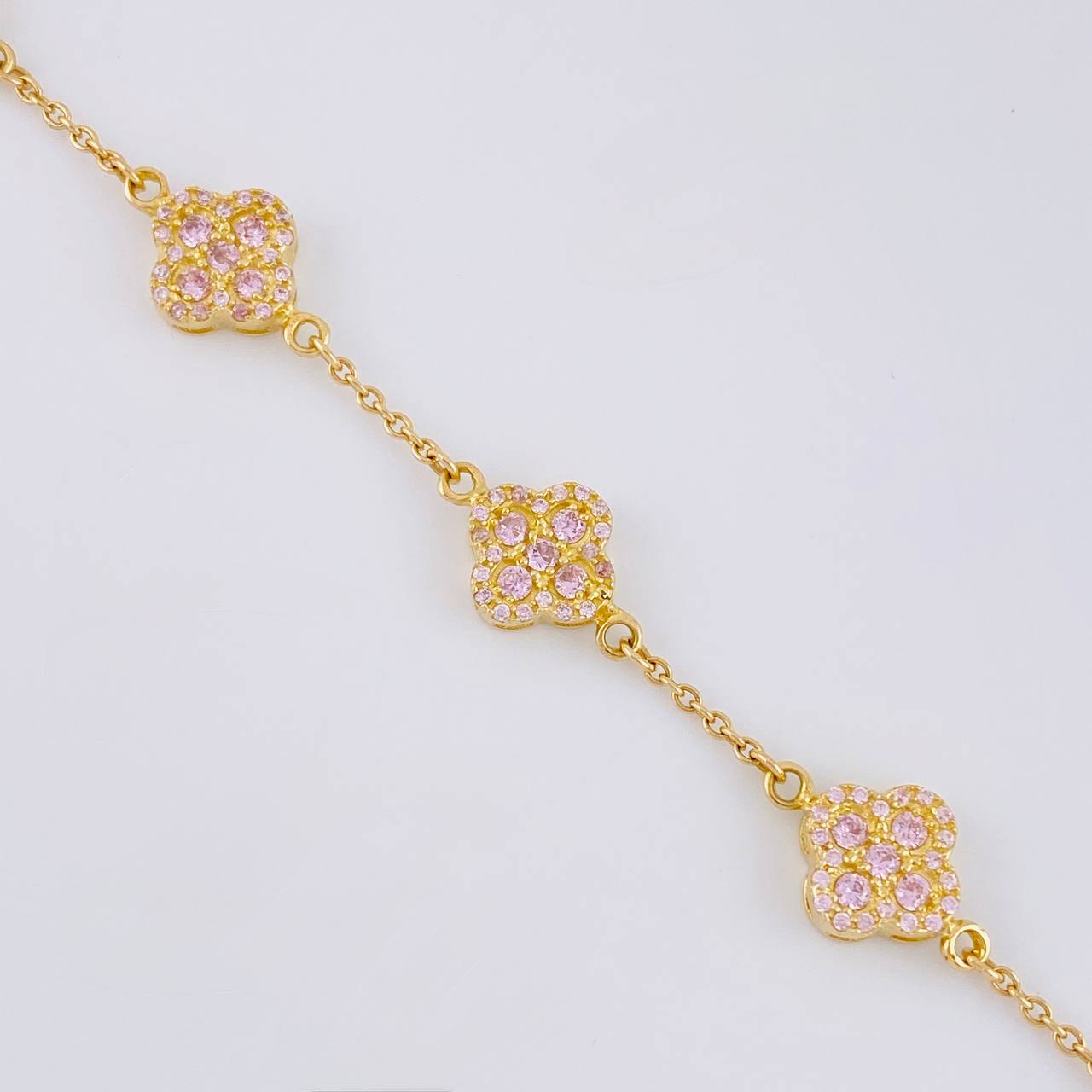 Pulso Aro Seguido Flor Trebol 6.85 g / 7 1/4 in / 9.9 mm Oro Amarillo 18K