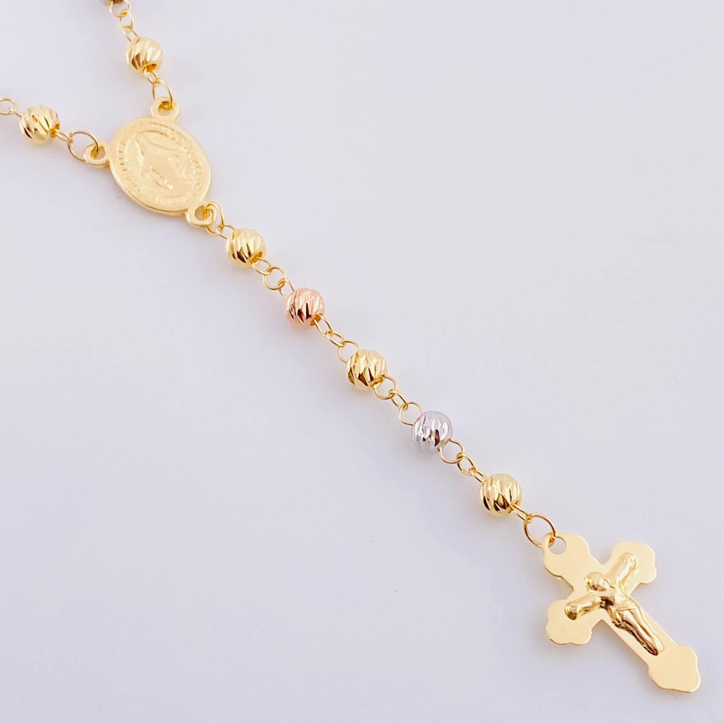 Rosary Virgin of the Miraculous 9.3 g / 22 3/4 in / 4 mm Three Golds 18K