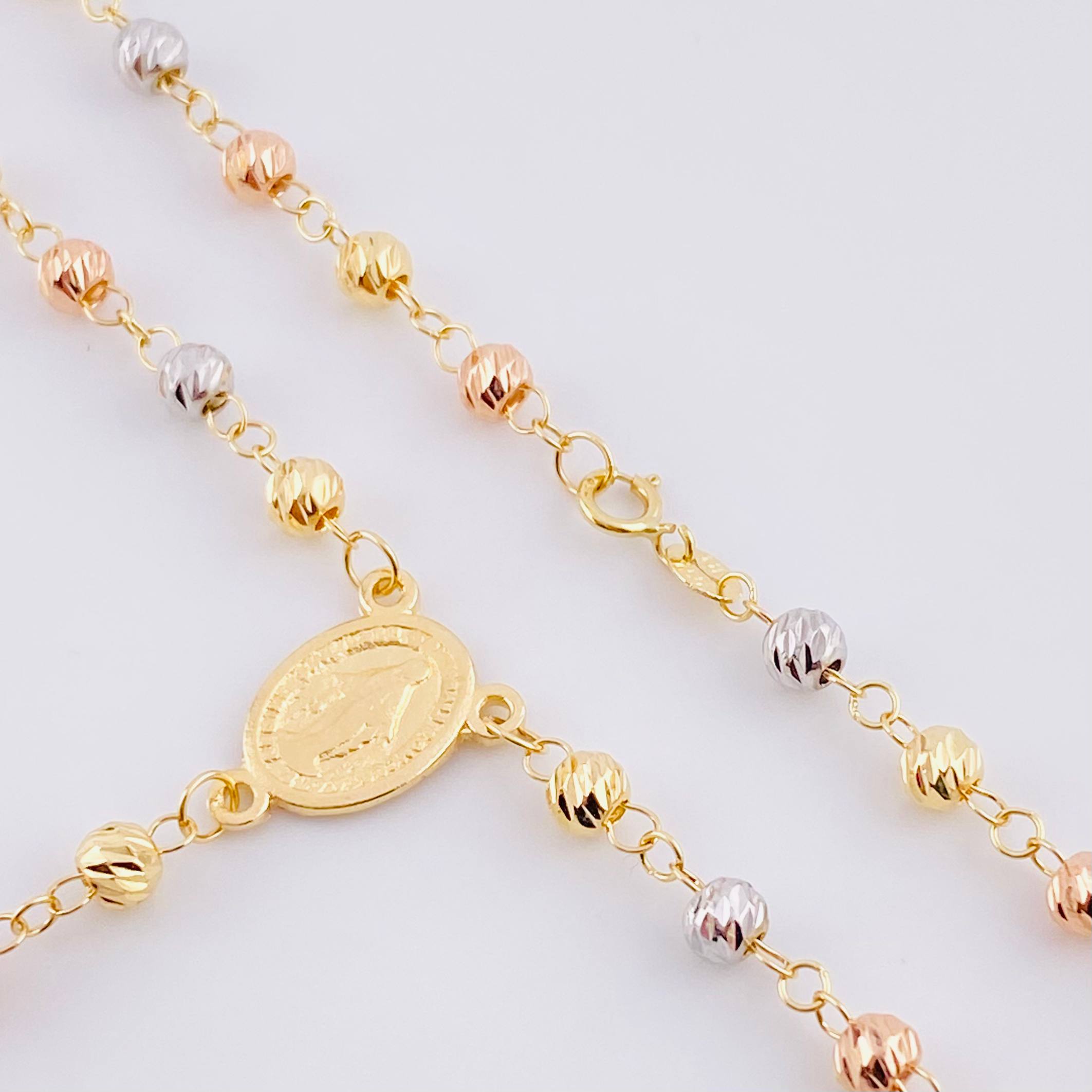 Rosary Miraculous Virgin 5.85g / 19 3/4 in / 3mm Three Golds 18K