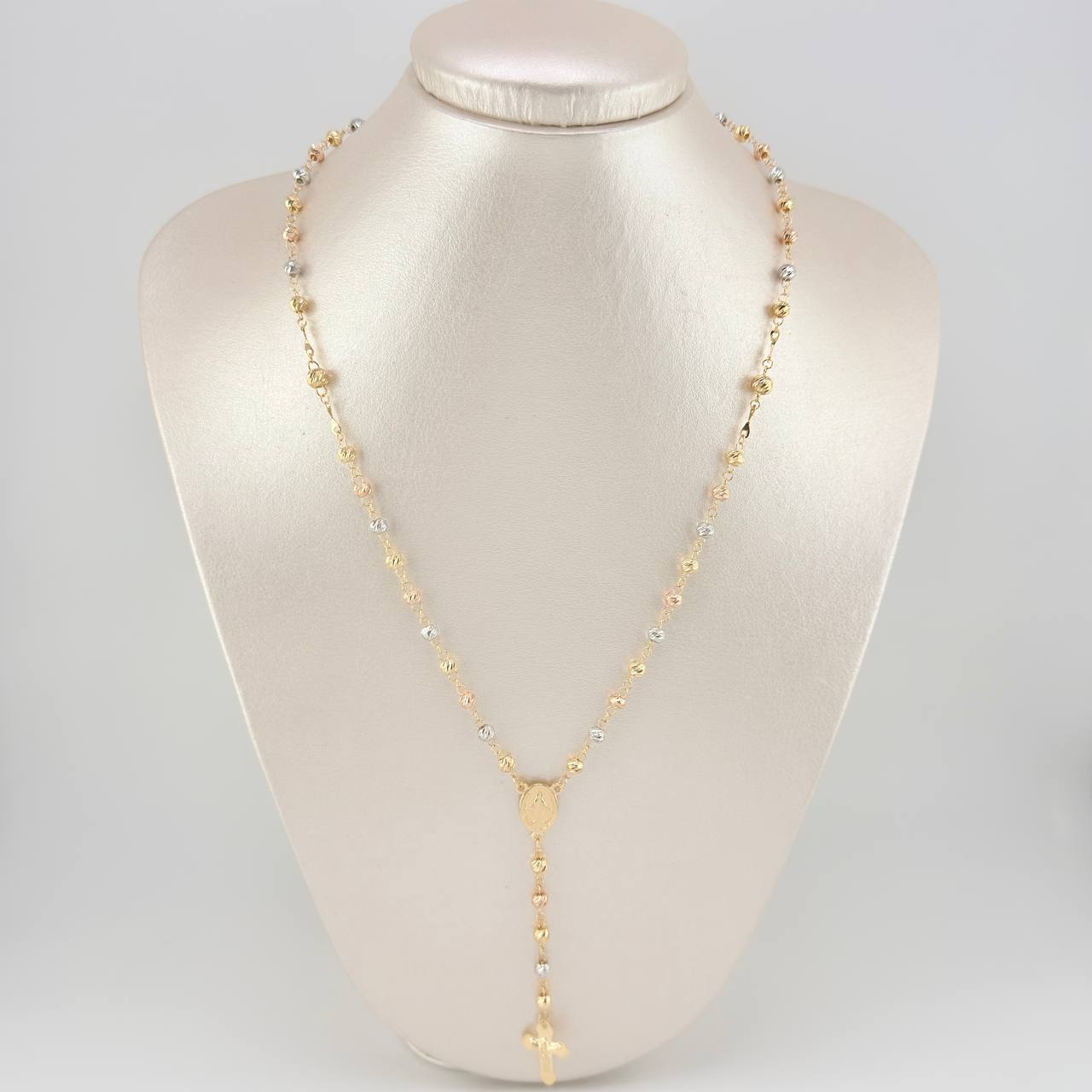 Rosary Miraculous Virgin 5.9g / 18 1/2 in / 3mm Three Golds 18K