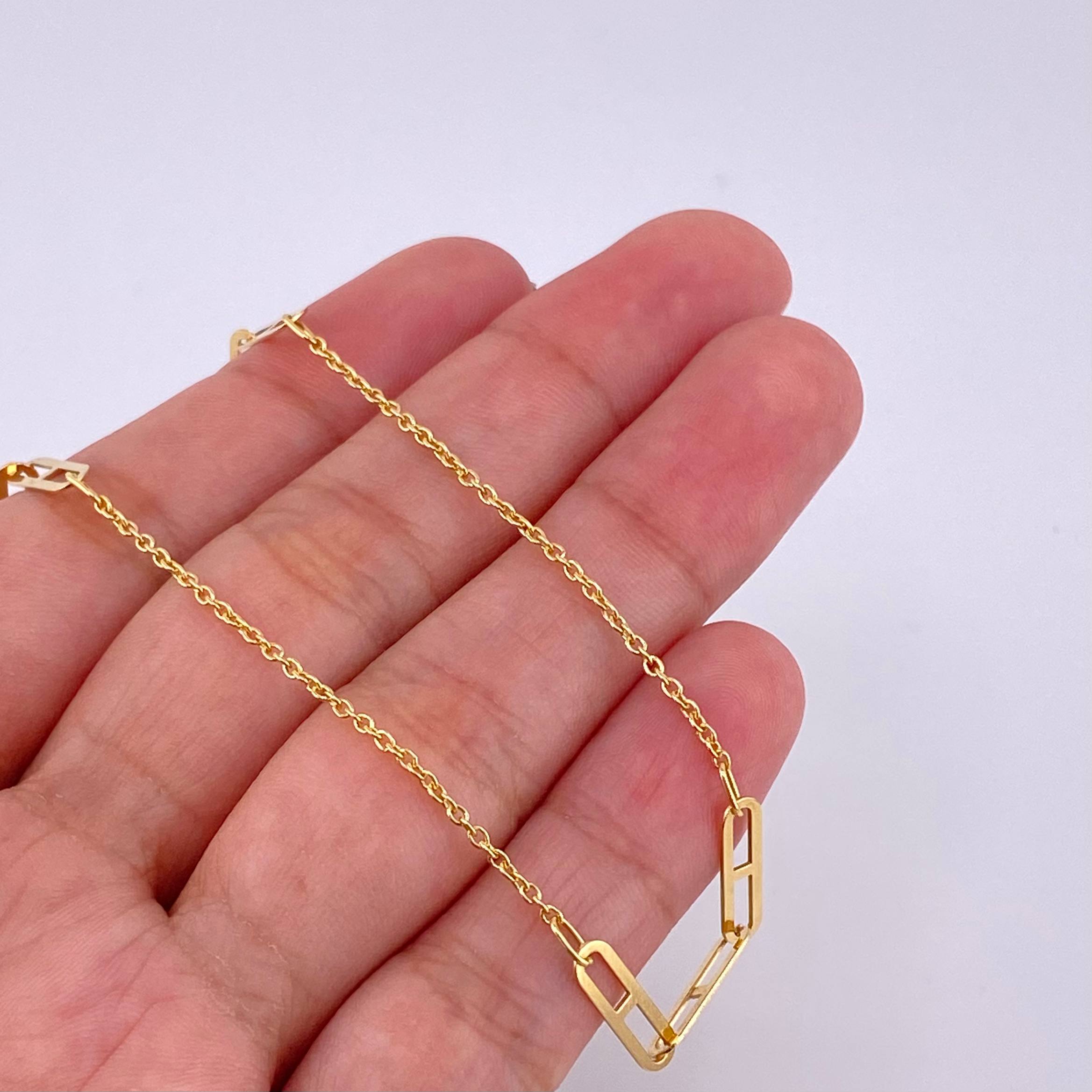 Cadena Aro Seguido Clip 3.75 g / 16 3/4 in / 0.85 mm Oro Amarillo 18K