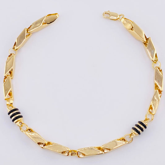 Pulso Rustico Cauchos Negros 5.65 g / 7 3/4 in / 5 mm Oro Amarillo 18K