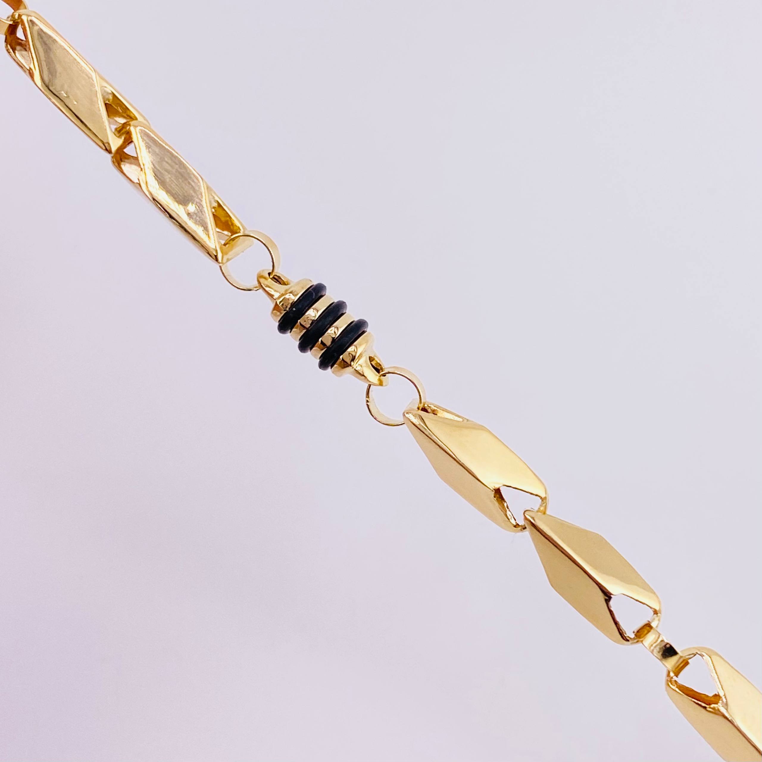 Pulso Rustico Cauchos Negros 5.7 g / 7 3/4 in / 5 mm Oro Amarillo 18K
