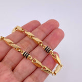 Bracelet Rustic Black Rubber 5.65 g / 7 3/4 in / 5 mm Yellow Gold 18K